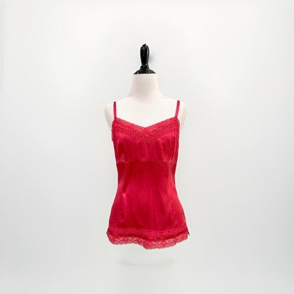 Vintage Y2K Tank Top Size XS Hot Pink 100% Silk Cami Girly Soft Girl Babydoll - Picture 1 of 16